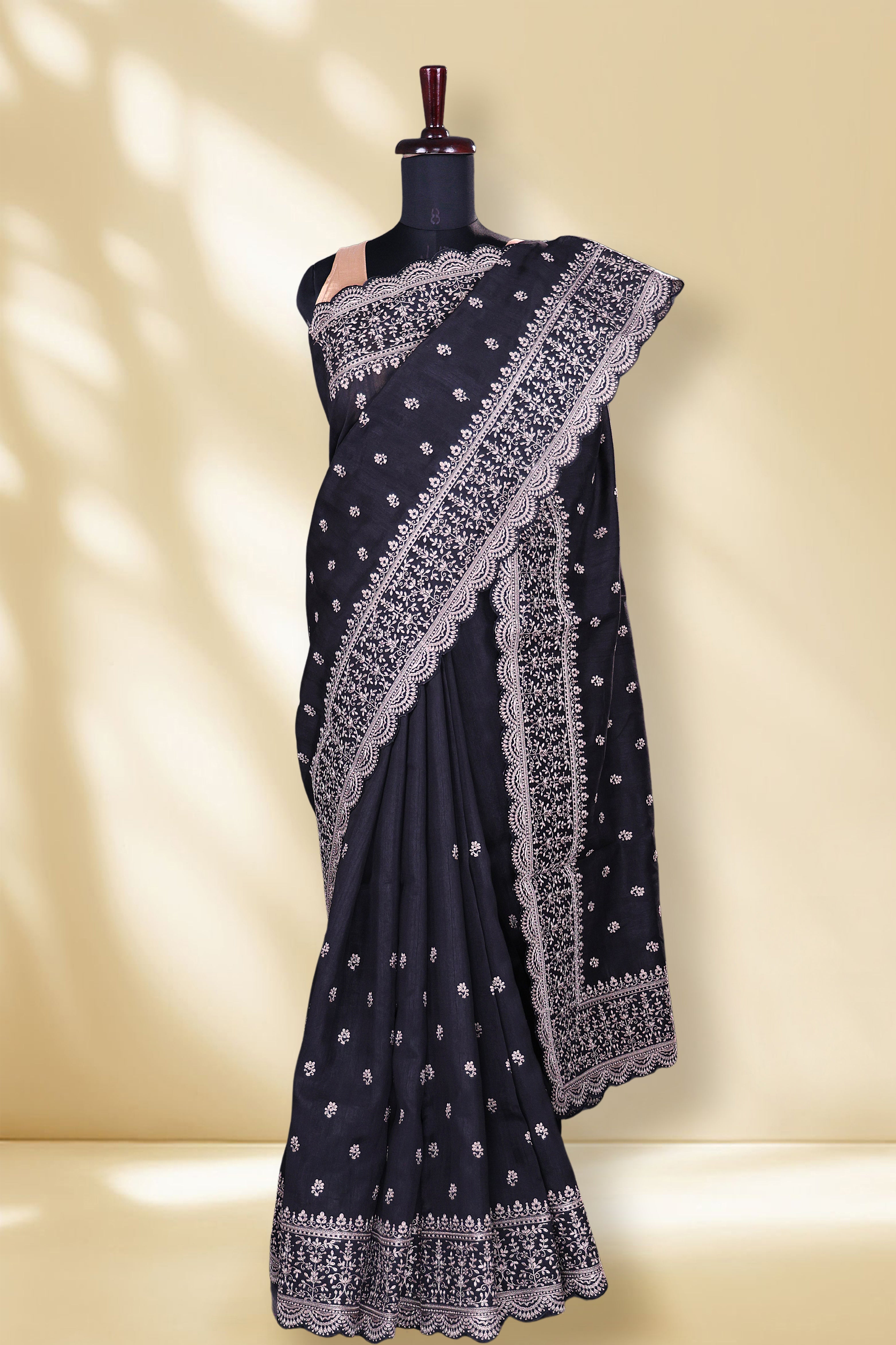 Semi Tussar Pita Zari Work